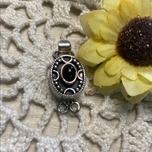 Vintage Sterling Silver Black Onyx Clasp